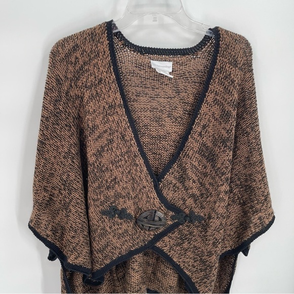 Soft Surrounding womens Knit Crochet Casual Cape One Size brown black - Picture 4 of 10